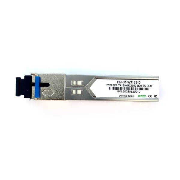 SFP-модуль WDM, 1.25 G, 3 км, TX 1310 нм, RX 1550 нм, SC DDM
