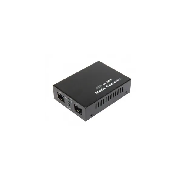 DM-SFP/SFP медіаконвертер, 2 слота під SFP SM, MM, зовнішній блок живлення (без SFP модулей)